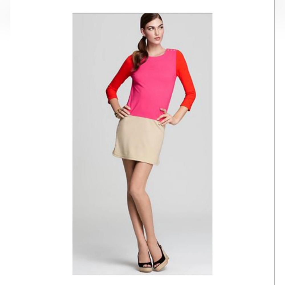 Juicy Couture Pink Colorblock Dress Pink w Button Accents Sz Large NWOT